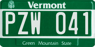 VT license plate PZW041