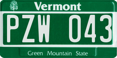 VT license plate PZW043