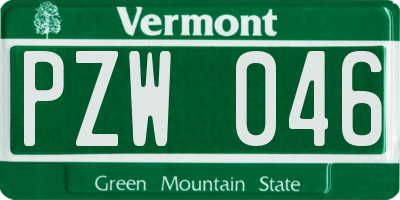 VT license plate PZW046