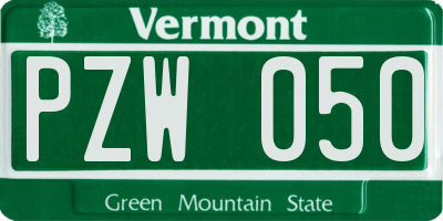 VT license plate PZW050