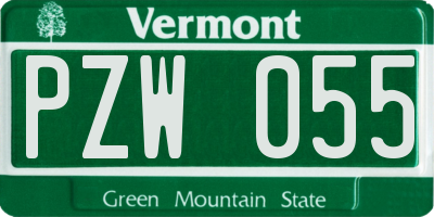 VT license plate PZW055