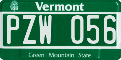 VT license plate PZW056