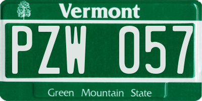 VT license plate PZW057