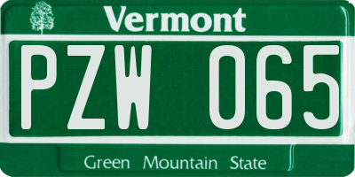 VT license plate PZW065
