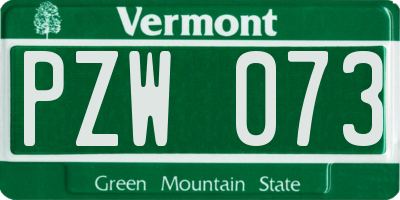 VT license plate PZW073