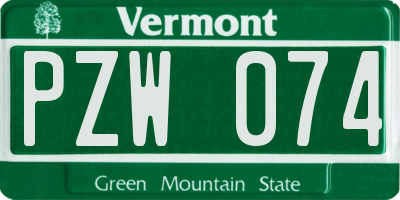 VT license plate PZW074