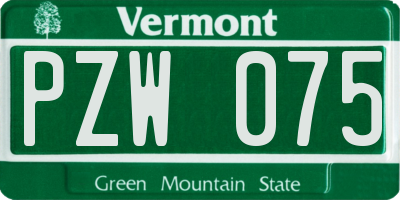 VT license plate PZW075