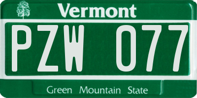 VT license plate PZW077
