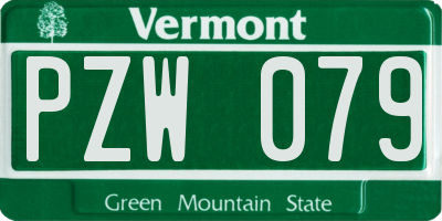VT license plate PZW079