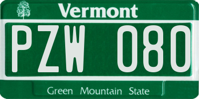 VT license plate PZW080