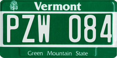 VT license plate PZW084