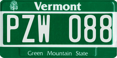 VT license plate PZW088