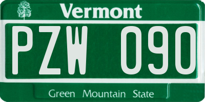 VT license plate PZW090