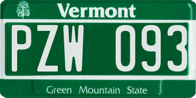 VT license plate PZW093