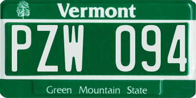VT license plate PZW094