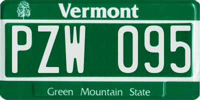 VT license plate PZW095