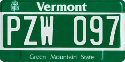 VT license plate PZW097