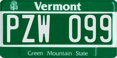 VT license plate PZW099