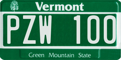 VT license plate PZW100