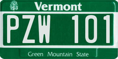 VT license plate PZW101