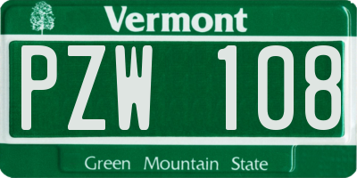 VT license plate PZW108