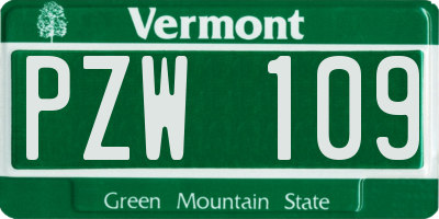 VT license plate PZW109