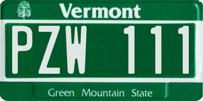 VT license plate PZW111