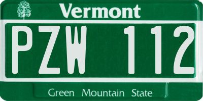 VT license plate PZW112