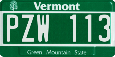 VT license plate PZW113