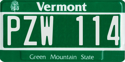 VT license plate PZW114