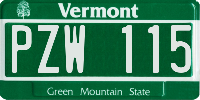 VT license plate PZW115
