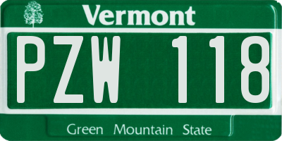 VT license plate PZW118