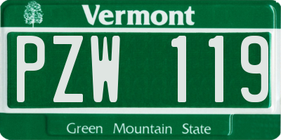 VT license plate PZW119