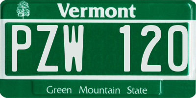 VT license plate PZW120