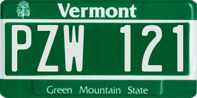 VT license plate PZW121