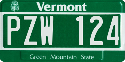 VT license plate PZW124