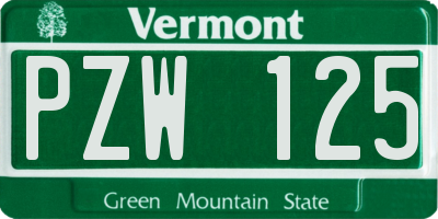 VT license plate PZW125