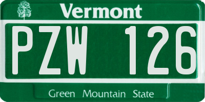 VT license plate PZW126