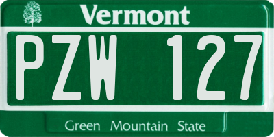 VT license plate PZW127