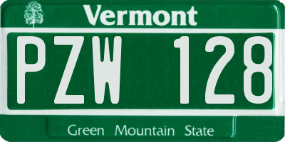 VT license plate PZW128