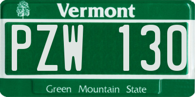 VT license plate PZW130