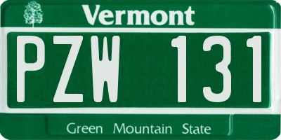 VT license plate PZW131