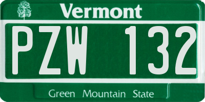 VT license plate PZW132