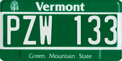VT license plate PZW133