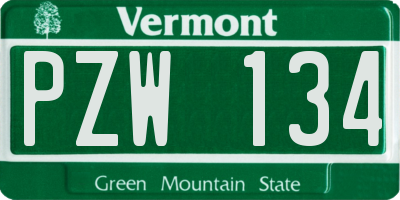 VT license plate PZW134