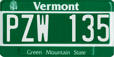VT license plate PZW135