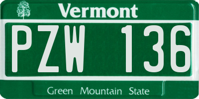 VT license plate PZW136