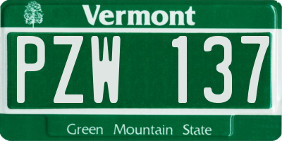 VT license plate PZW137