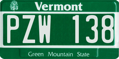 VT license plate PZW138