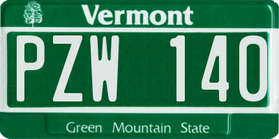 VT license plate PZW140